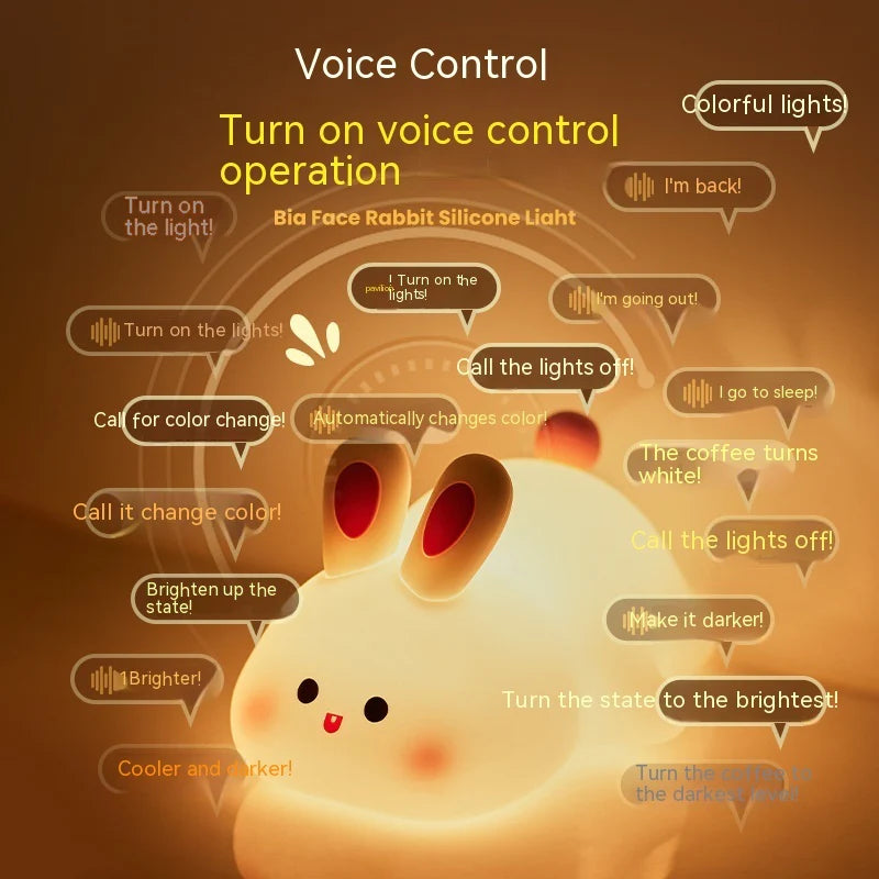 LED Touch Sensor Rabbit Night Light for Kids - Cute Cartoon Design, Christmas Gift, Bedside Lamp, Home Decor