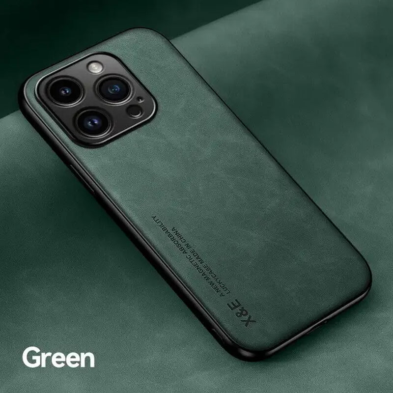 Luxury Magnetic Sheepskin Leather Case for 15 14 13 12 11 Pro Max Mini XR XS 8 7 plus Shockproof Matte Soft Bumper Cover