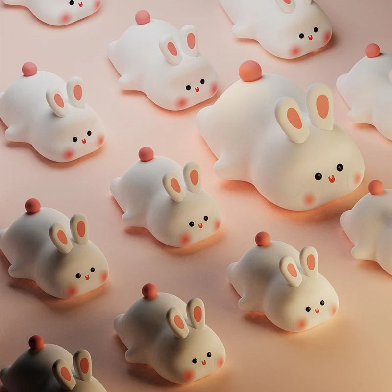 LED Touch Sensor Rabbit Night Light for Kids - Cute Cartoon Design, Christmas Gift, Bedside Lamp, Home Decor
