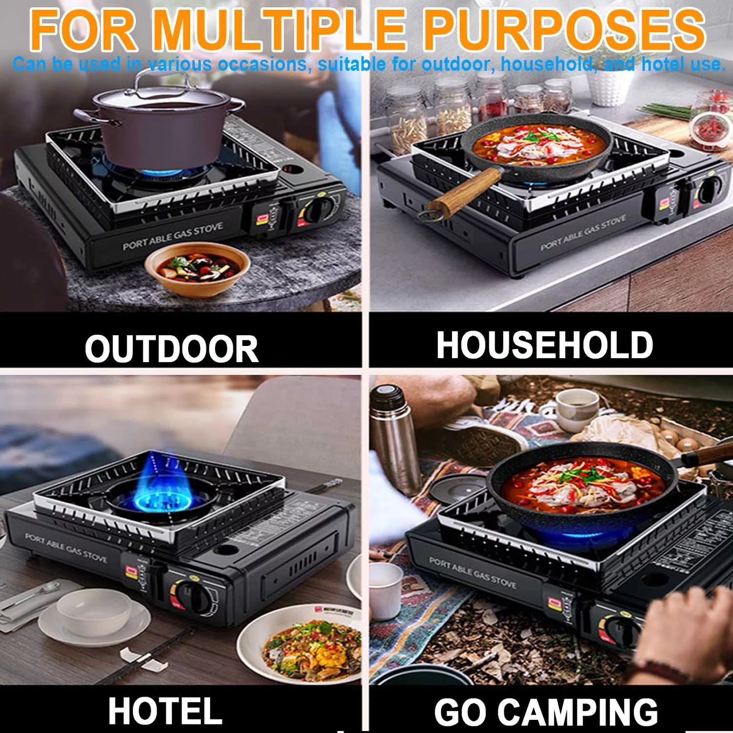 Portable Camping Stove,Butane Stove with Wind Baffle,Portable Camping Stove for Outdoor Cooking, with Carrying Case Great for Emergency Preparedness Kit