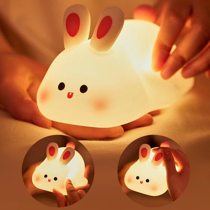 LED Touch Sensor Rabbit Night Light for Kids - Cute Cartoon Design, Christmas Gift, Bedside Lamp, Home Decor