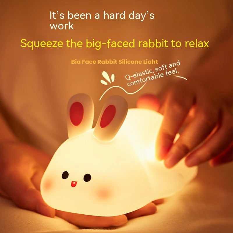 LED Touch Sensor Rabbit Night Light for Kids - Cute Cartoon Design, Christmas Gift, Bedside Lamp, Home Decor