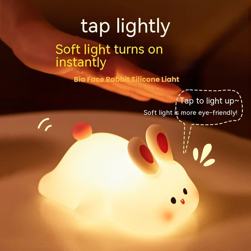 LED Touch Sensor Rabbit Night Light for Kids - Cute Cartoon Design, Christmas Gift, Bedside Lamp, Home Decor